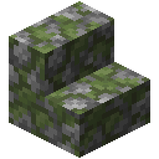 Minecraft Mossy Cobblestone Stairs PNG