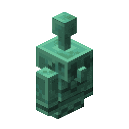 Minecraft Waxed Oxidized Copper Golem Statue PNG