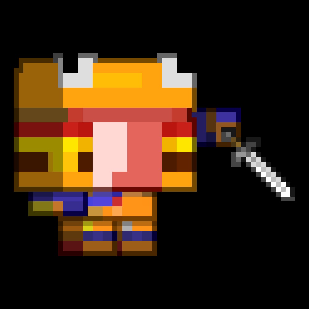 Chibi en pixel art de una skin de Minecraft con cabeza grande, sobre fondo transparente